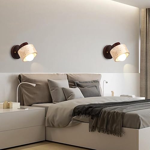 Miniatura 7 de Aplique de pared de piedra natural ajustable de mármol montado en la pared, luz de baño cableada, lámpara rústica de pared de mediados de siglo,