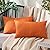 MIULEE Fall Pack of 2 Decorative Outdoor Solid Waterproof Throw Pillow Covers Polyester Linen Garden Farmhouse Cushion Cases for Patio Tent Balcony Couch Sofa 12x20 inch Orange