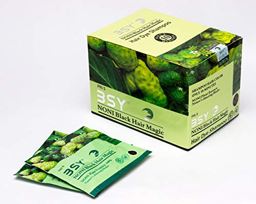 Image of 3 IN 1 Natural 5-Min Hair Colour Shampoo Black | Ammonia Free Long Lasting Hair Color Noni Fruit Extract No Hair Loss Grey Coverage Hair Dye for Women & Men (20ml-12 Sachet)