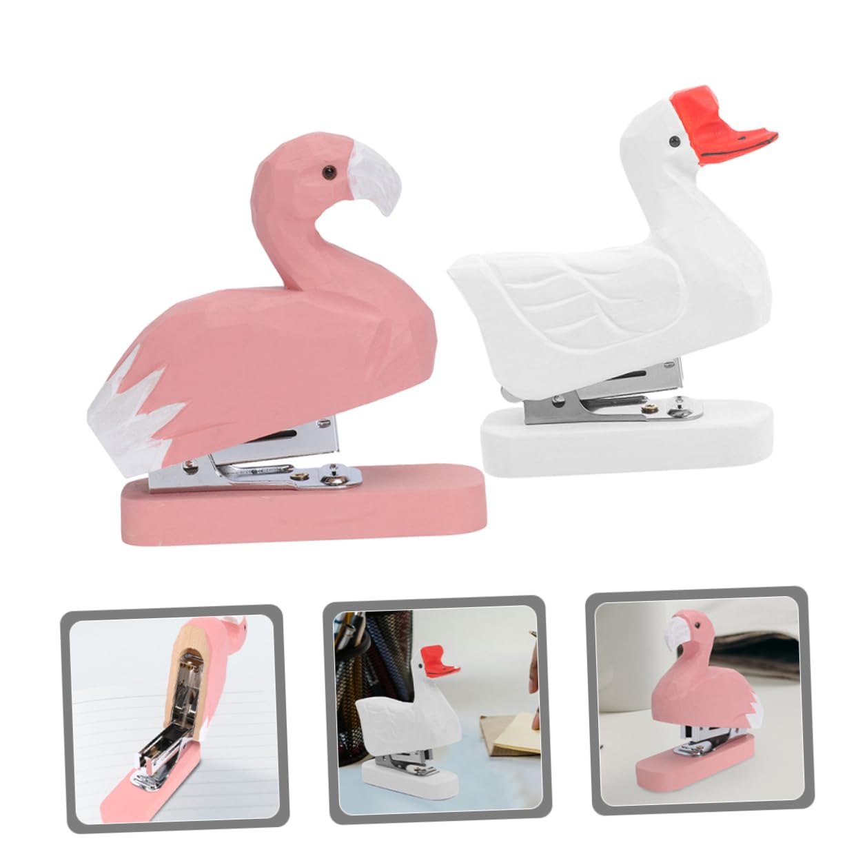 Pinzatrice Ufficio in Legno a Forma di Animale 2 Pezzi