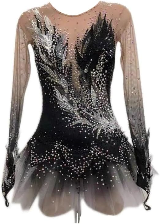 Women's Ice Figure Skating Competition Dress Long Sleeve Skating Costume Girls' Professional Gymnastics Leotards