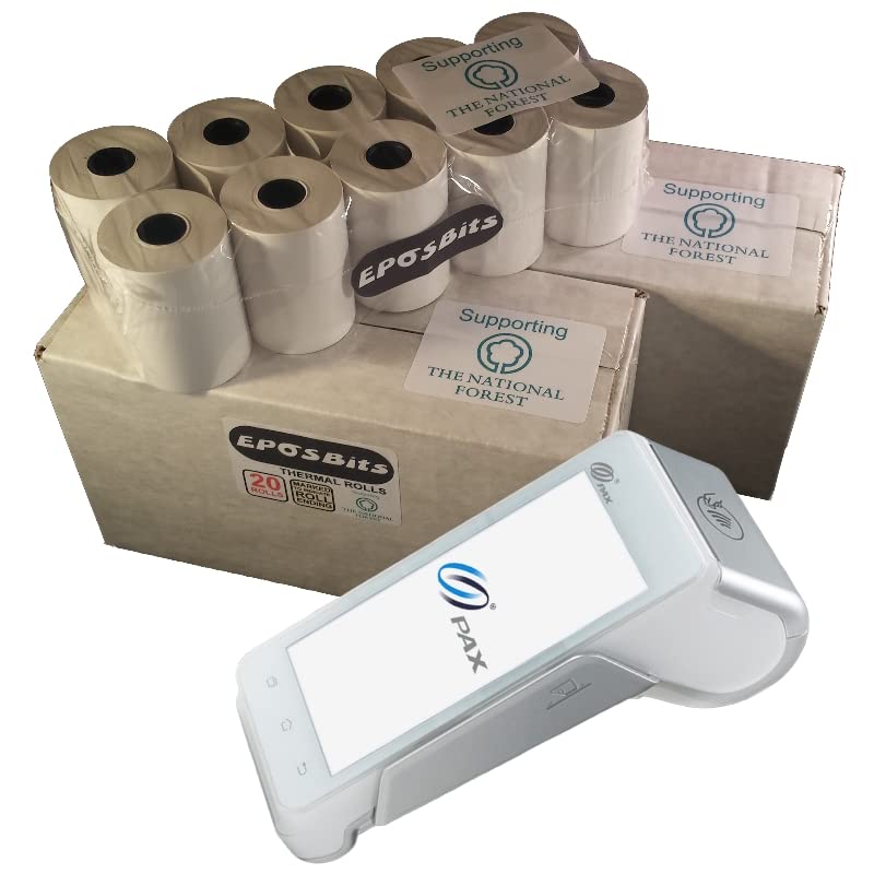 Rouleaux Thermiques Pax A910 Dojo et Puce & Pin - Lot de 40 Bobines pour Terminal
