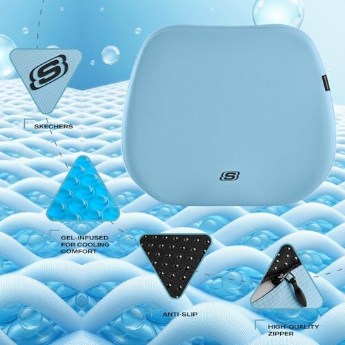 Image of Skechers Seat Cushion Premium Gel & Memory Foam-Office Chair Cushion for Tailbone Pain Relief,Butt Pillow for Office Chair,Car seat Cushion,Long Sitting Office Workers,and Car Drivers,Blue