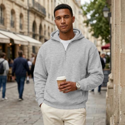 Mens Hoodies Zip Up 1/4 Zip Big and Tall Fleece Classic Travel Hoodie - image 5