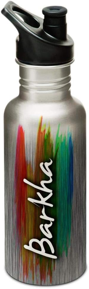 Hot Muggs® "Barkha" Me PaintBrush Stainless Steel Sports Cap Water Bottle, 600ml