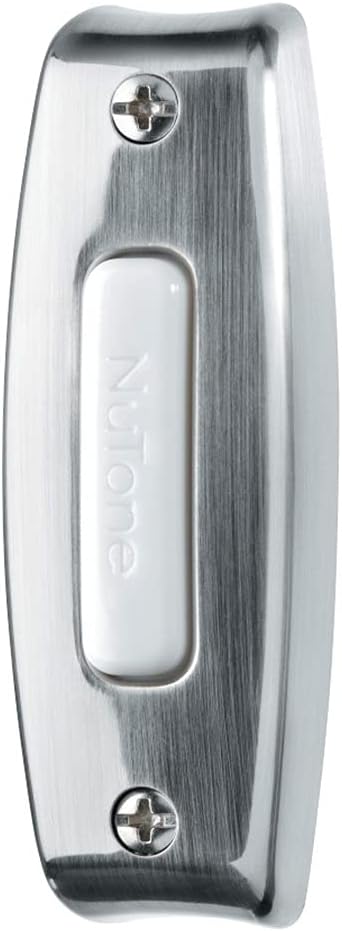 Broan-NuTone PB7LSN Doorbell Kit, Lighted Rectangular Pushbutton for Home, 0.75" x 1" x 2.88", Satin Nickel