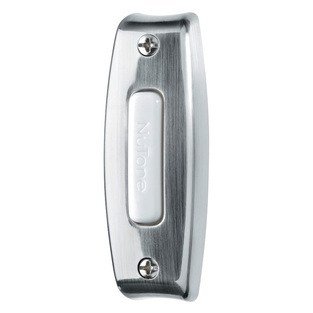Broan-NuTone PB7LSN Doorbell Kit, Lighted Rectangular Pushbutton for Home, 0.75" x 1" x 2.88", Satin Nickel