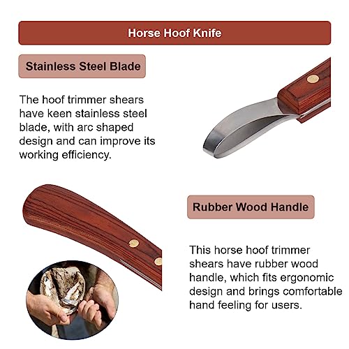 Image of KUIDAMOS Hoof Trimmer, Loop Hoof Knife Farrier Tool Oval Hoof Shears with Wood Handle Farrier Loop Knife for Horses Donkeys Cows