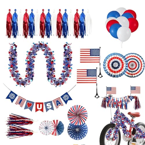 Decoración de bicicleta con pancartas tricolores para solucionar adornos de desfiles patrióticos