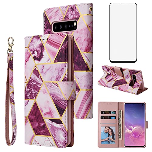 Étui portefeuille Samsung S10e Asuwish violet avec protège-écran en verre