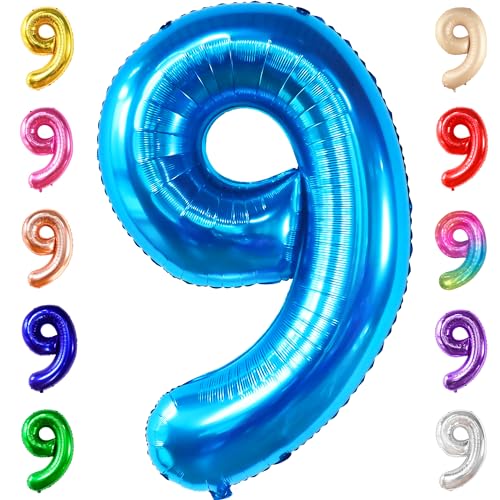 Image of KatchOn Giant Blue Number 9 Balloon - 40 Inch | Foil 9 Birthday Balloon