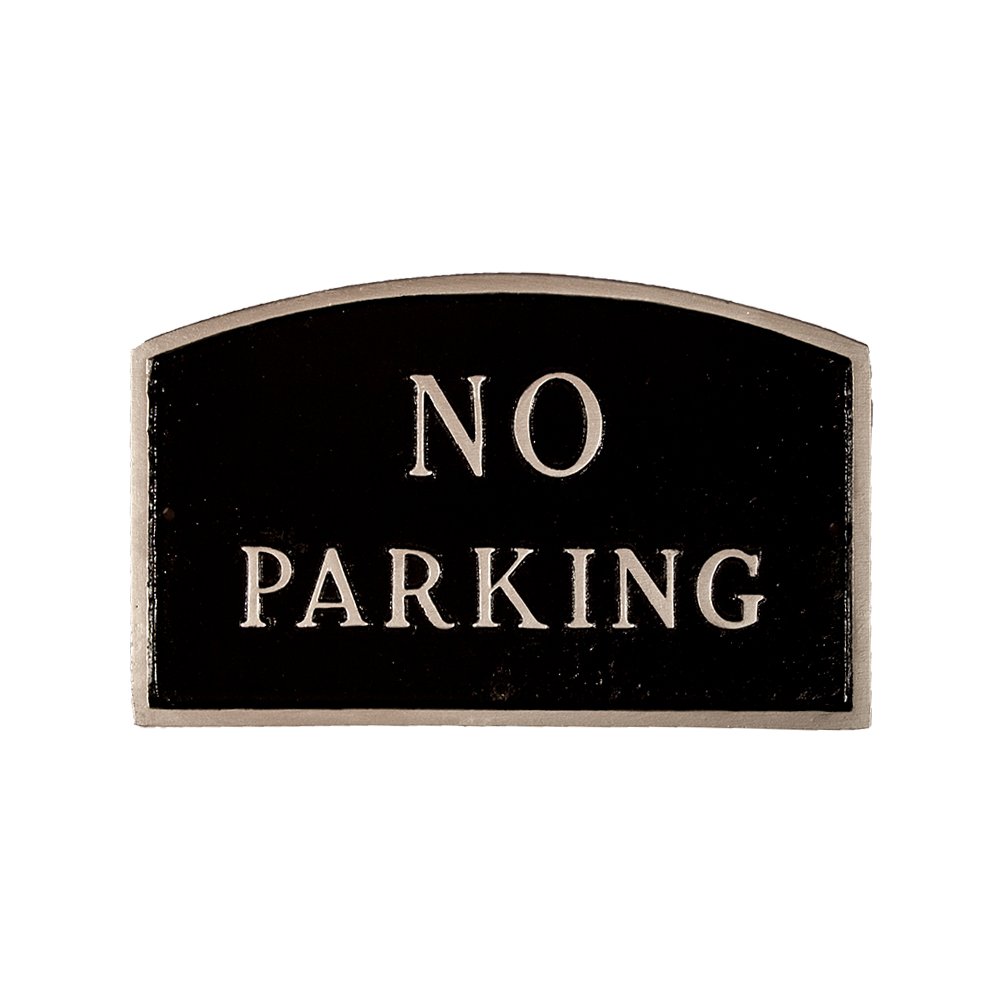 Montague Metal Products SP-8S-BS No Parking Arch Statement Plaque, Standard, Black and Silver