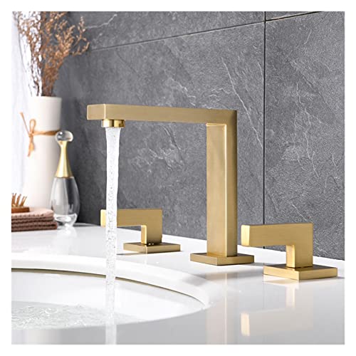 Mitigeur de lavabo en laiton carré avec double commande chaude et froide précise - 3