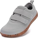 WHITIN Kids Barefoot Shoes Wide Toe Box Minimalist Zero Drop Sneakers for Boys Girls Size 10 Fashion Tennis Walking Running Lightweight Light Grey 27