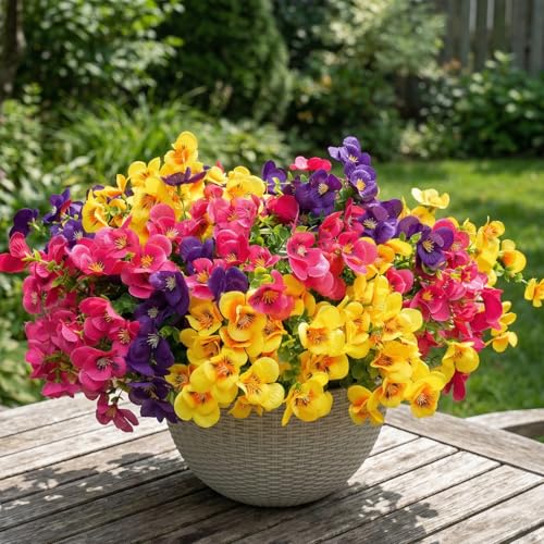 trytuny Artificial Flowers for Outdoor, Realistic Faux Plants for Outside Indoor Porch Patio Window Box Planter Home Decor (12pcs -red) 12PCS - red