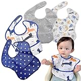 [Ella.] 再入荷！【乾燥機も使えるお食事エプロン】食事用エプロン ベビー エプロン 赤ちゃん 立体ポケット 保育園 記名 汚いにくい 洗いやすいと乾きやすい 防水 軽量 (４枚セットB)