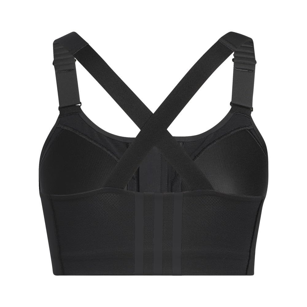 adidas Damski biustonosz treningowy z wysokim wsparciem i zamkiem błyskawicznym z przodu, czarny/biały, 70D
