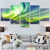 SIGNWIN 5 Panel Canvas Wall Art Modern Art Astronomy & Space Aurora Colorful Global Multicolor Photography for Home Decorations Ready to Hang - 60