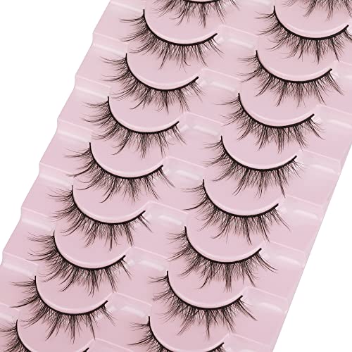 False Eyelashes Natural Wispy Manga Lashes Light Volume Fluffy Fake Eye Lashes 10 Pairs by Yawamica