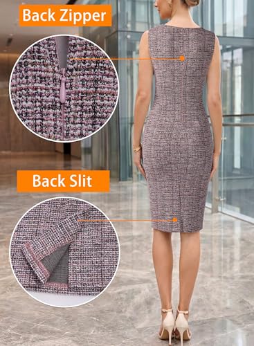Image of VFSHOW Womens Front Zipper Work Business Office Bodycon Dress Elegant Professional Career Church Party Pencil Sheath Dress