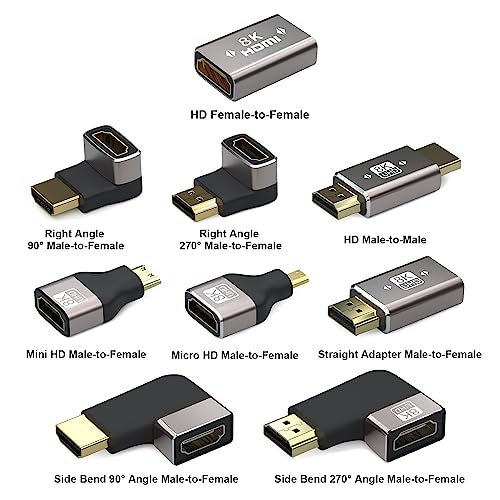 9 Pack Adaptador HDMI Ángulo Recto Macho a Hembra miniatura 7