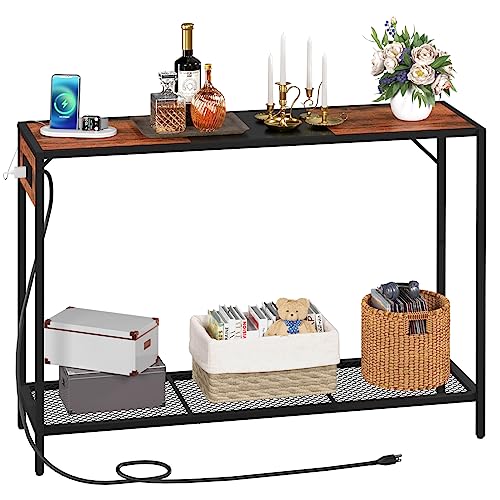 Yoobure Entryway Table, 41.7'' Console Tables for Entryway, Narrow Console Table with Power Outlet, Sofa table with Shelves, Industrial Entry Table for Living Room, Foyer, Hallway Table Entrance table Yoobure Entryway Table, 41.7'' Console Tables for Entryway, Narrow Console Table with Power Outlet, Sofa table with Shelves, Industrial Entry Table for Living Room, Foyer, Hallway Table Entrance table