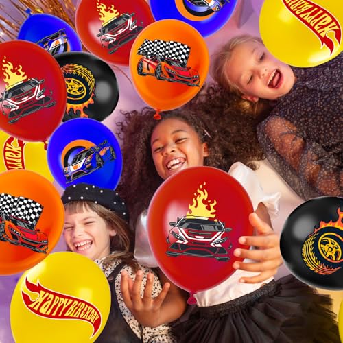 Image of 35Pcs Hot Car Happy Birthday Party Decoration Balloons Wheels Wild Wheels Race Car Balloons for Birthday 5 Styles