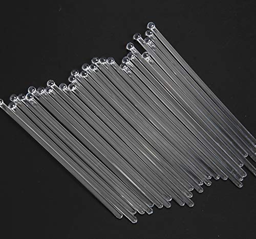 SBYURE 100 Pieces 7.4 Inch Disposible Plastic Round Top Swizzle Sticks with Crystal Ball Head (Clear)