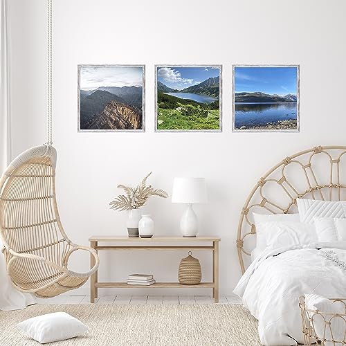 Image of JCJMY 13x13 Picture Frame Rustic White for Wall Hanging, Wall Mounting Horizontally or Vertically, 13 x 13 Square Wall Gallery Poster Photo Frame with Shatter Resistant Plexiglass, Rustic White