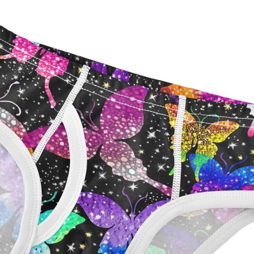 CHIFIGNO Boy Briefs Cotton Underwear Soft Printed Little Boy Brief Underwear, Neon Butterflies Black4