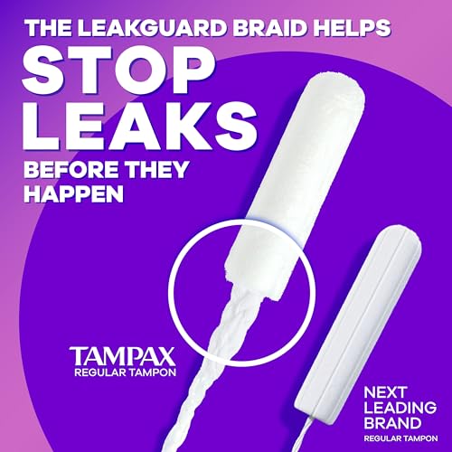 Image of Tampax Radiant Tampons for Women Multipack, with LeakGuard Braid, Regular /Super /Super Plus Absorbency, Unscented, 112 Count (4 Packs of 28), Packaging May Vary