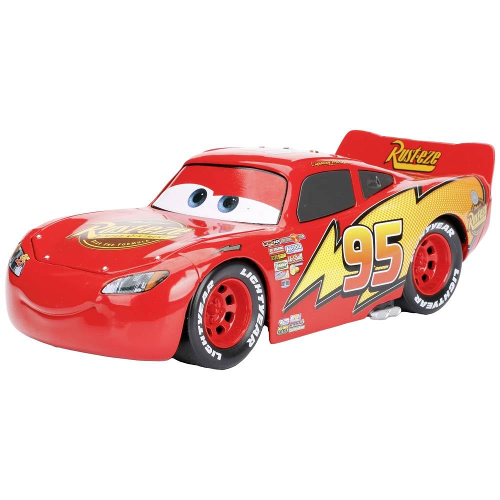 Jada Toys Lightning McQueen Auto (21 cm) - Spielzeugauto aus Disney Pixar Cars mit Motorhaube zum Öffnen, Fahrzeug aus Metall für Kinder ab 8 Jahre, Maßstab 1:24