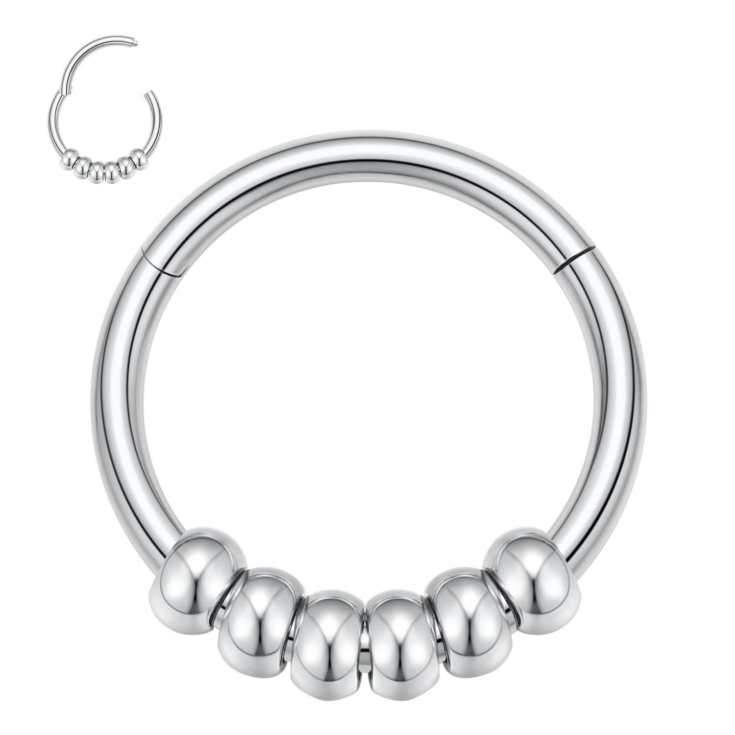 hengkaixuan 16G Septum Nose Rings Hoop Daith Earrings Surgical Steel Septum Clicker Ring Hirned Segment Seamless Clicker Ring Conch Hoop Ring Unisex Earrings Hoop Daith Piercing Jewellery — view 6