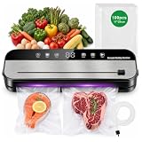 Vacuum Sealer Machine, 75 kPa Food Vacuum Sealer Machine with 100 Pcs Vacuum Seal Bags | Multi-Functional Easy Seal Bag Sealer with UV Sterilization, 30cm Longer Seal | For Kitchen Food Preservation