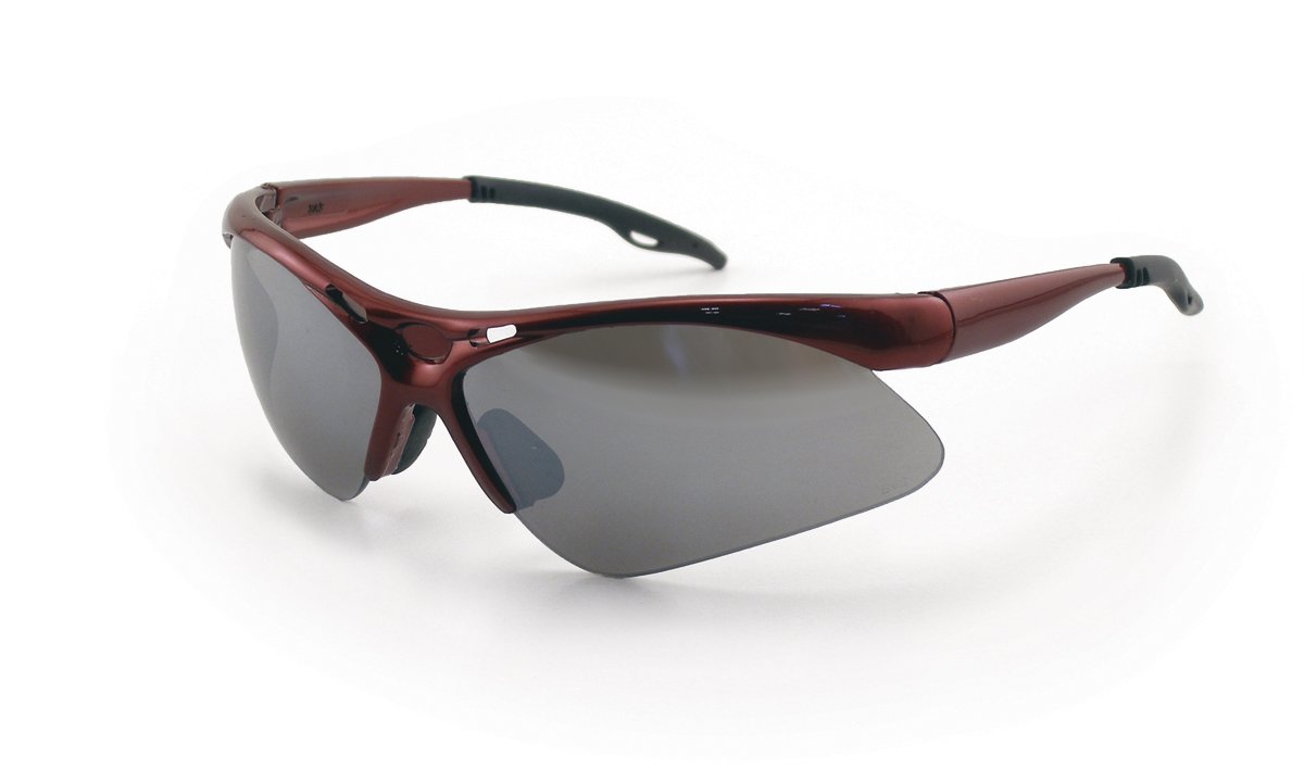 SAS Safety 540-0003 Diamondback Eyewear with Polybag, Smoke Mirror Lens/Red Frame by SAS Safety