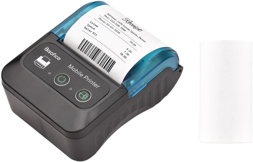 Receipt Printer, BT 58mm 2 Inch Thermal Receipt Mini USB Bill POS Mobile Support ESC/POS Printing Command/iOS/Windows 58mm Bluetooth Portable Thermal Printer for Small Business Restaurant