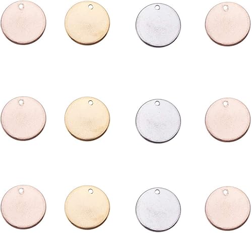 PH PandaHall Etiqueta de estampado de acero inoxidable 304 60 piezas de 3 colores de 0591in06 pulgadas con estampado redondo en blanco dijes para