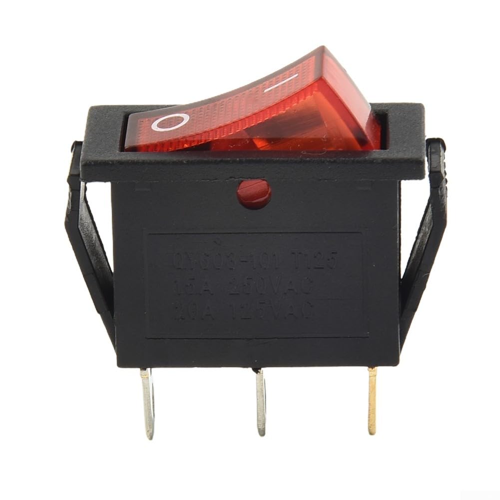 Interruttore a bilanciere 15A 250V 20A 125V ROSSO ON-OFF-ON 3 pin, tipo sottile a scatto con terminali a pressione per elettrodomestici