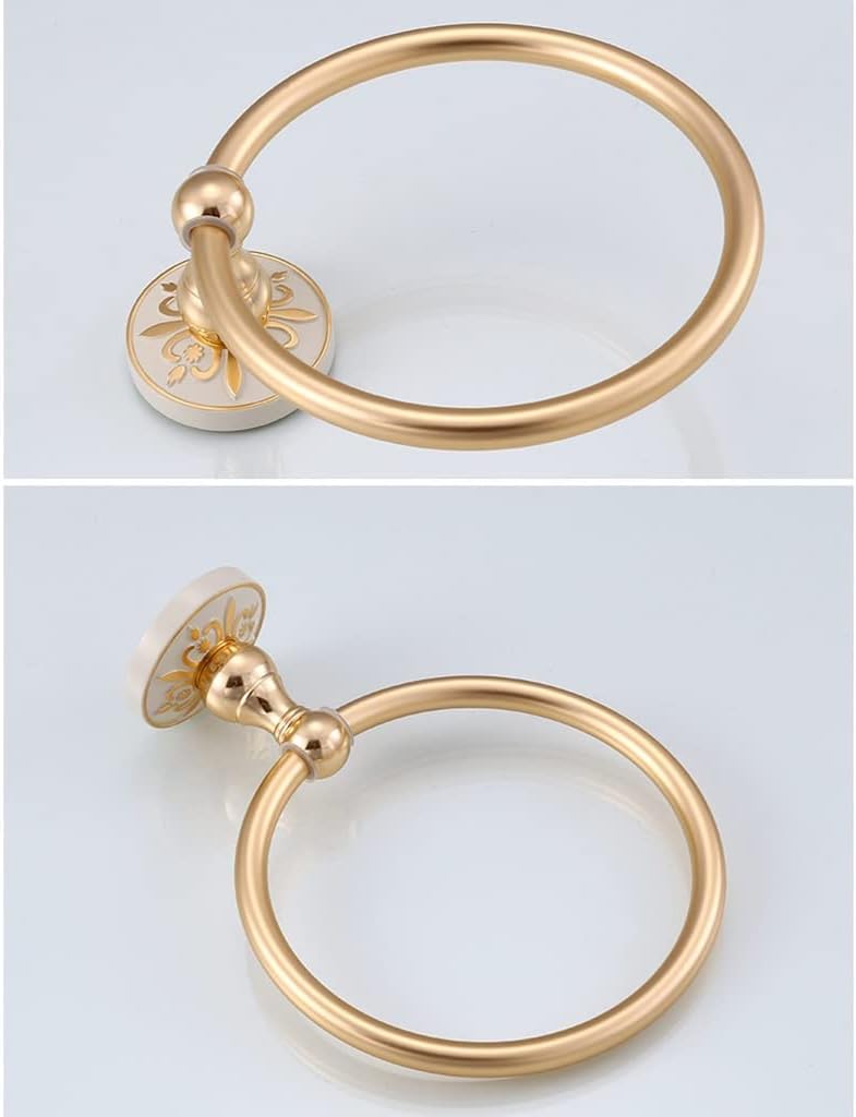 LSLYTQ Bathroom Towel Ring, Ivory White Towel Bathroom Towel Rack, Bathroom Hand Towel Holder Round Towel Hanger Wall Mount