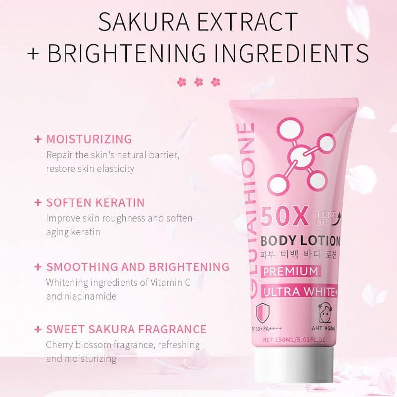 Glutathione 50x Tone Up Brightening Body Lotion, SPF 50+ Ultra