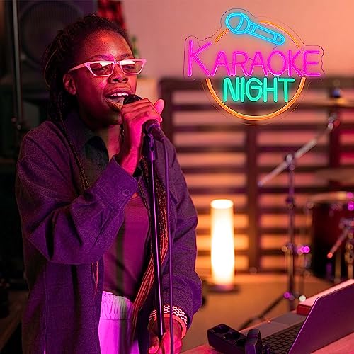 Image of Dracey Karaoke Night Neon Sign, Led Karaoke Bar Neon Signs for Wall Decor,Karaoke Open Wall lights, USB Powered for Game Room Man Cave Bar Pub Party Birthday Gift(15.1 * 12.5in)