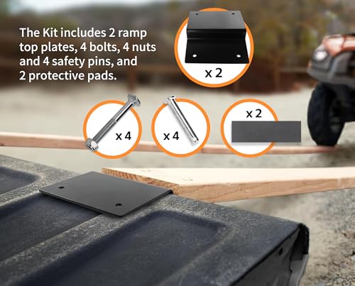 MAXXHAUL 50872 Stahl Rampen-Top-Set – Erstelle schnell Deine eigenen Rampen mit 5,08 cm x 20,32 cm Bohlen, um ATVs, Motorräder und Rasenmäher sicher auf Dein Fahrzeug zu Laden und Davon