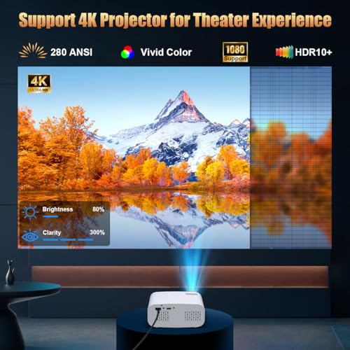 Image of Mini Projector, Portable Smart Projector with Android 13 WiFi Bluetooth 5.2, 1080P 4K Decode Outdoor Movie Projector Auto Keystone Dolby Audio, 150 inch Home Cinema for Bedroom Camping TV Stick
