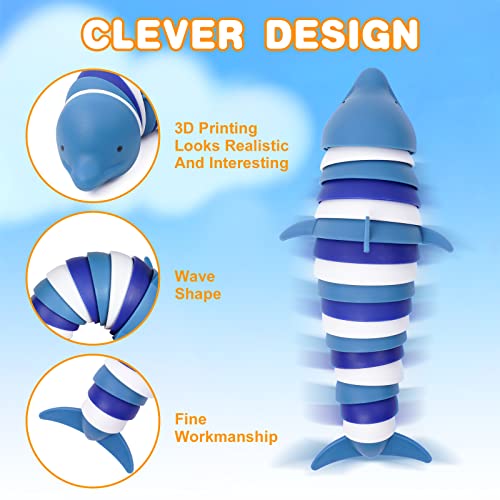 OSDUE Fidgets Slug Spielzeug, 3D Fidget Slugs Toys, Sensorisches Spielzeug, Flexible Kreatives Delfinspielzeug für Erwachsene, Kinder, Autisten (Delfin)