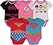 DC Comics Baby Girls Newborn 5 Pack Short Sleeve Bodysuit Wonder Woman Superman Flash Batgirl Girls Rule Onesie (24 Months)