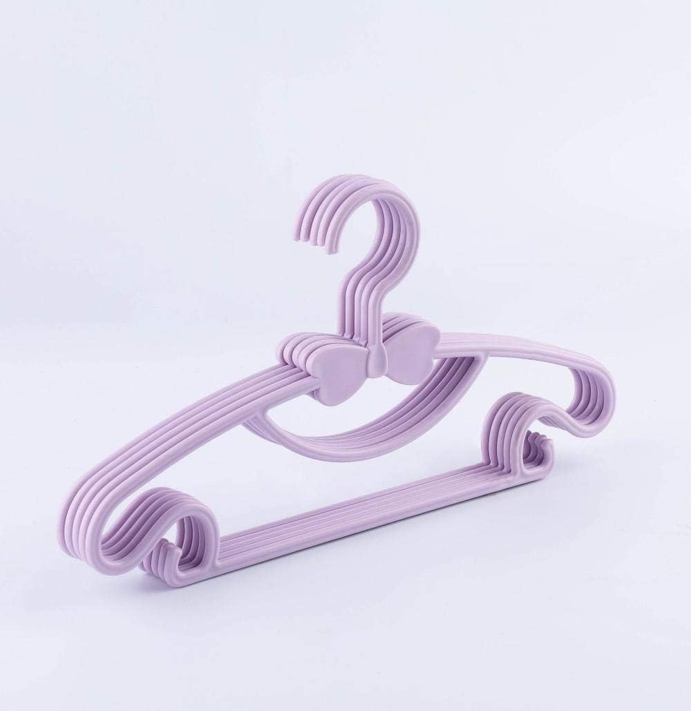 10x Children's Plastic Hanger Baby Wet and Dry Clothes Rack Kids Bow Solid Clothes Hanging Baby Antiskid Clothes (Light Purple Children Hanger)
