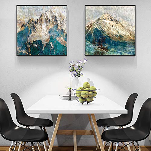 Affiches et impressions abstraites de montagnes dorées 50x50cm x2 en toile sans cadre