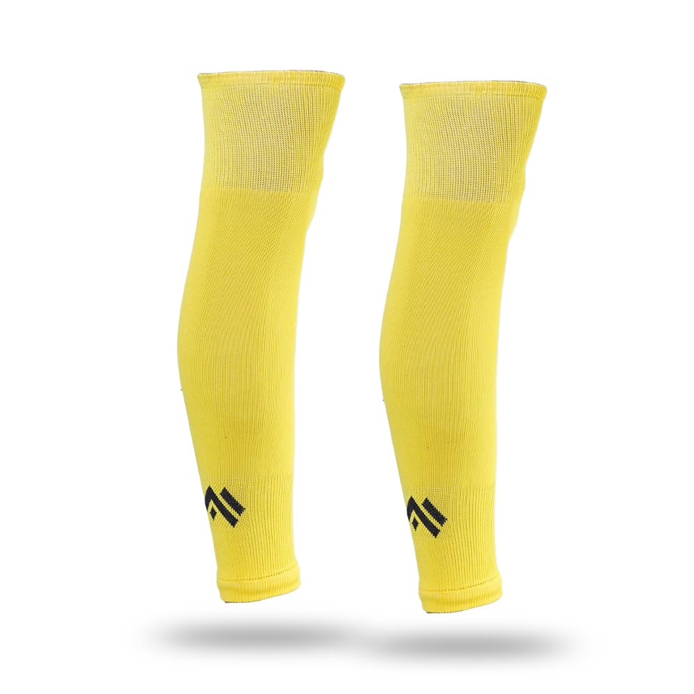mizaki UV Protection Leg sleeve For Men&Women, Usead to Football, gym&home workout, Cycling - Free size Full Length Leg, Leg Compression warmers, (Yellow)-picture-40