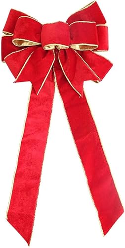 Miniatura 4 de Lazo de Navidad lazo rojo lazo grande regalo nudo superior sombrero árbol de Navidad arco gotas adornos de Navidad para decoración del hogar de