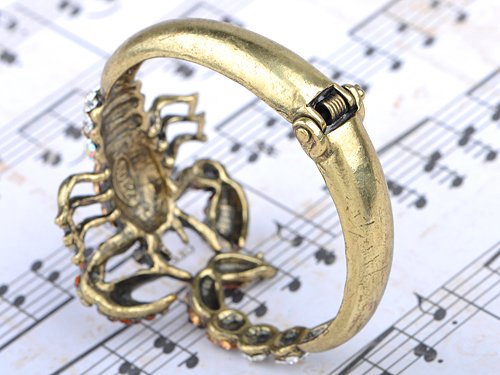 Alilang Golden Scorpion Wrap Bangle Bracelet Topaz Colored Crystal Rhinestone Scorpio #TOP4